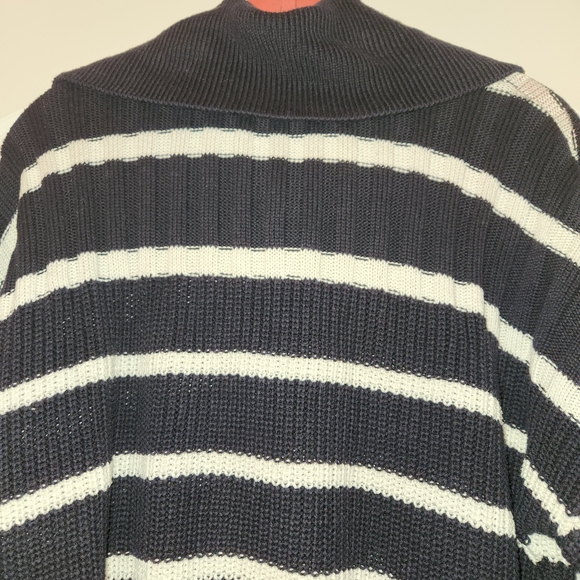 Adyson Parker Black/White Stripe 3 Button Collared Sweater Size S Drop Shoulder - Picture 6 of 10